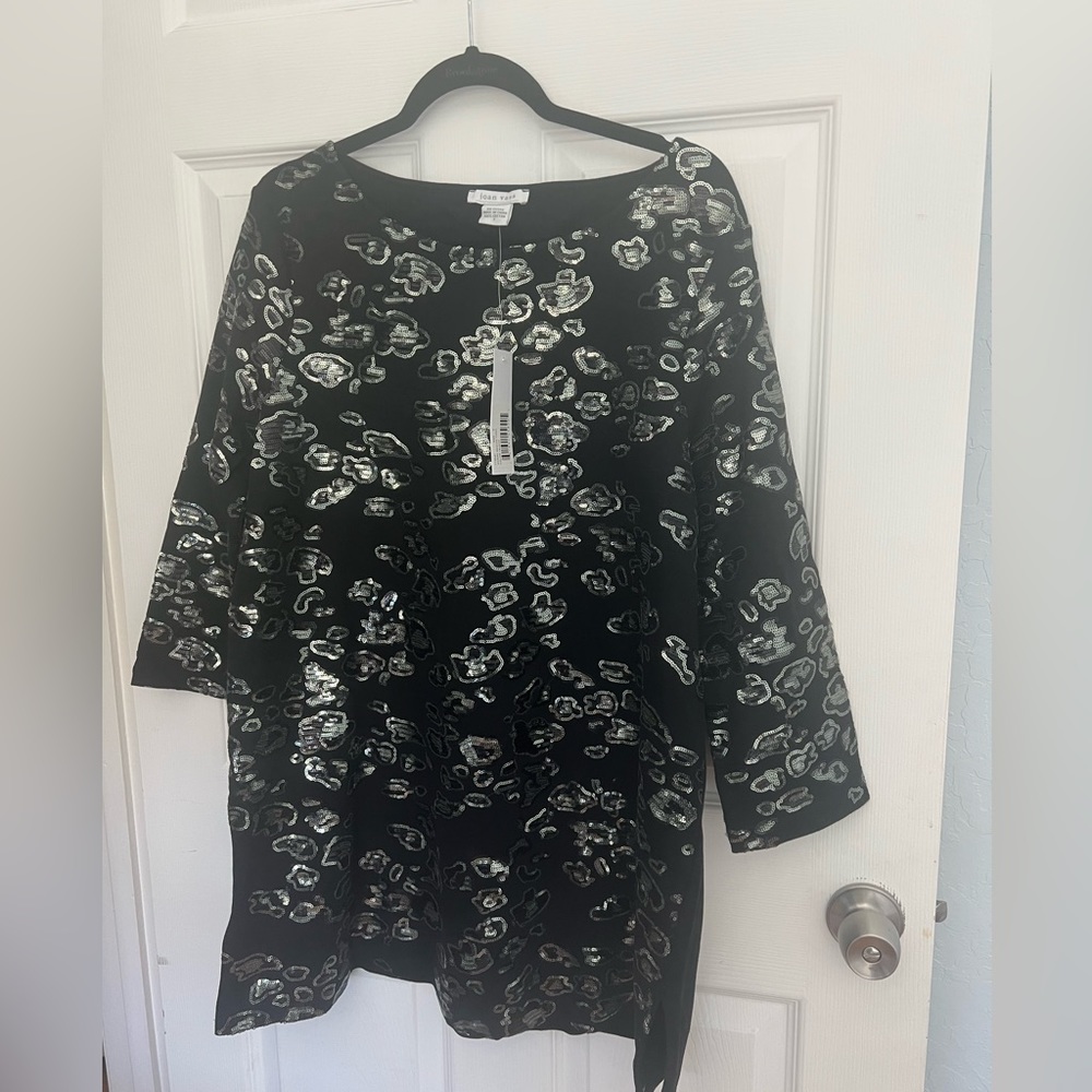 Joan Vas Mini Dress Sequin sparkle front Sz3